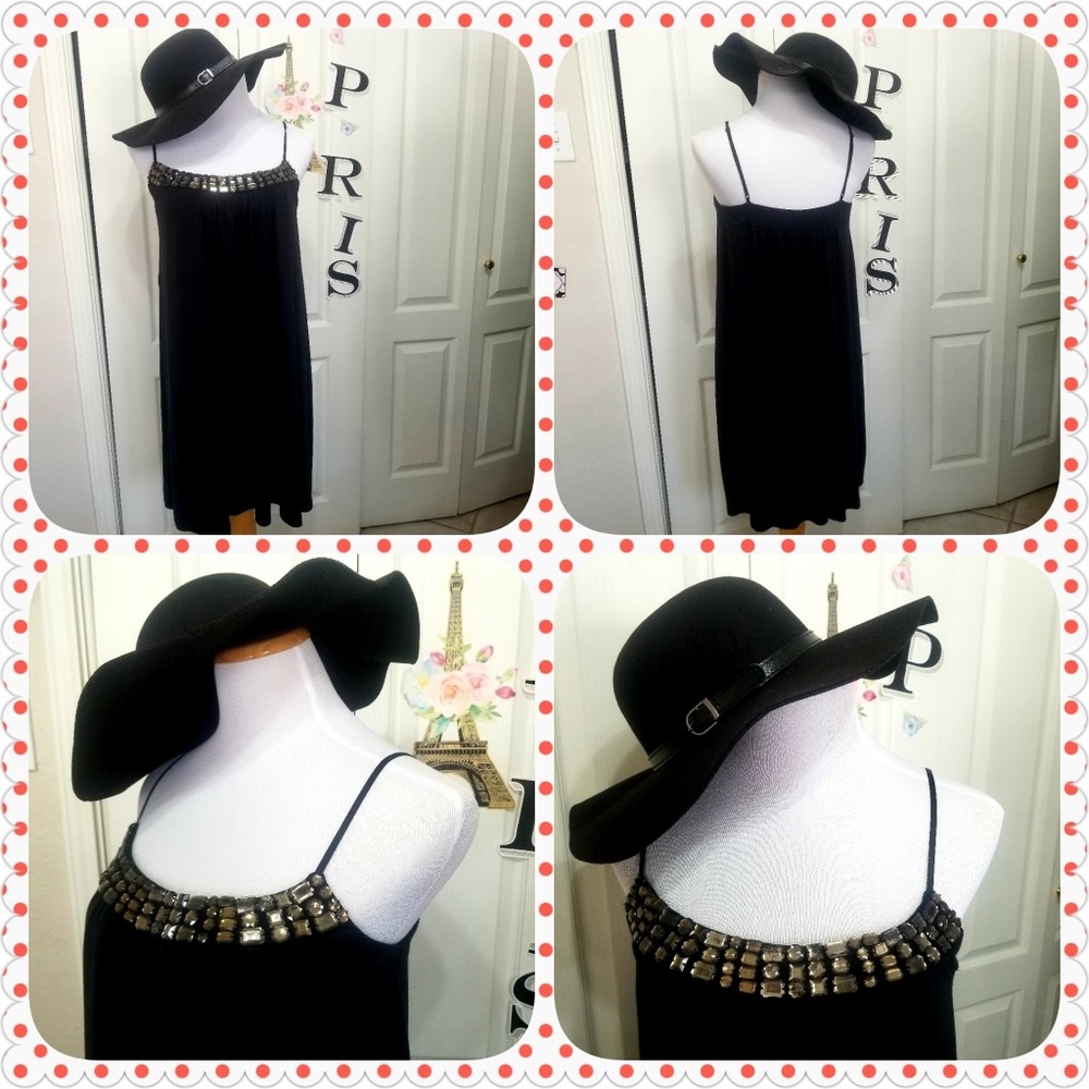 Womens Black Dress with Chunky  stones